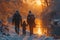 Frosty family hike Loved ones bonding in nature during winter walks