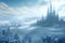 Frosty Frozen city winter. Generate Ai