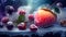 Frosty fruit filled wallpaper, widescreen format. Generate Ai.