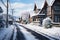 Frosty morning charm in a residential neighborhood evoking a peaceful winter scene