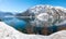 Frosty morning, lake Achensee, winter landscape tirolean alps austria