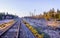 Frosty morning sunrise at the traintracks leading into the unknown distance