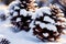 Frosty Pinecone Decorations by Sarah Thompson.AI Generated
