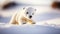 Frosty Playtime: Adorable Polar Bear Cub in Snowy Wonderland. Generative AI