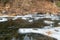 The frosty riverbank of the Little Truckee River, California, USA