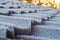 Frosty roof tiles on winter morning