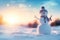 Frosty\\\'s Wonderland: Charming Snowman with Scarf and Hat. Generative AI