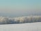 Frosty snow fog covers Cayuga Lake and valley