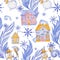 Frosty snowflake patterns christmas winter houses