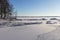 Frosty and snowy Lake PyhÃ¤jÃ¤rvi in Tampere, Finland in winter