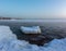 Frosty twilight on lake Ladoga