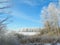 Frosty winter landscape scene in FingerLakes of NYS