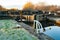 Frosty Winter morning on the Wigan Flight at lock 69 on the Leeds Liverpool canal at Higher Ince