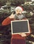 Frown santa with blank chalkboard