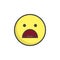 Frowning face emoticon with open mouth filled outline icon