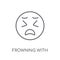 Frowning With Open Mouth emoji linear icon. Modern outline Frown