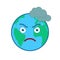 Frowning world globe isolated emoticon