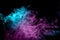 Frozen abstract movement of  explosion smoke multiple blue and pink colors