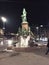 Frozen Alfred-Escher Fountain, Zurich near the Main Station, Switzerland