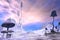 Frozen Alien Landscape with Dramatic Sky