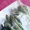 Frozen asparagus in a plastic bag