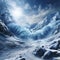 Frozen Avalanche in Majestic Winter Landscape