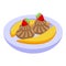 Frozen banana split icon isometric vector. Cherry cream