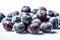 Frozen Bilberries On White Background. Generative AI