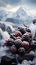 Frozen blackberries in alpine frost, nature\\\'s winter harvest, , AI Generated