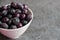 Frozen blueberries in a bowl