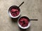 Frozen blueberry chia pudding topped with blueberries in two bowls