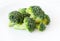 Frozen broccoli white background