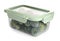 Frozen Brussels sprouts in plastic container isolated. Vegetable preservation