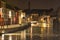 Frozen canal in the city of Ghent