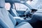 Frozen car interior. Driving in winter season. Generative AI