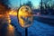 frozen car side mirror with blurry street lights