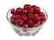 Frozen cherries berries in glass  cup isolated macro
