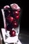 Frozen cherry close in a glass