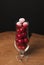 Frozen cherry in the wine glass,