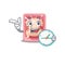 Frozen chicken mascot design concept smiling with clock