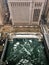 Frozen chunks of ice on Chicago River as seen from above.