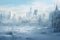Frozen city winter. Generate Ai