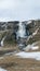 Frozen cliff and small waterfalls in Iceland