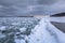 Frozen coastline of Baltic Sea in Gdynia