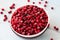 Frozen Cranberries in Bowl within heart shaped