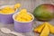 Frozen creamy ice yoghurt with fresh mango