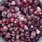 Frozen currants texture. Top view of frozen berries in a bowl. Organic food. Food preservation