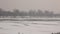 Frozen Danube river at cold winter