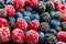 Frozen delicious berries, closeup
