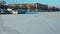 Frozen Dnipro river in winter.